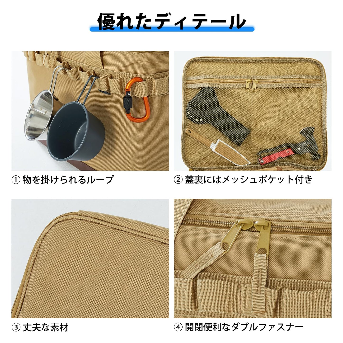 YOYOSTAR 2026 キャンプ 収納ボックス マルチギアケース 37L 大容量 ソフトコンテナ コンテナボックス ツールボックス トートバッグ 道