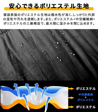 YOYOSTAR 2026 寝袋 封筒型 シュラフ 1/1.4/1.8kg 軽量 保温 防水 スリーピングバッグ コンパクト アウトドア キャンプ 登山 車中泊 防