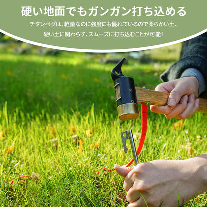 YOYOSTAR 2026 ペグ チタン製 チタンペグ レーザー一体化溶接 超軽量 高強度 テントペグ タープ用 アウトドア キャンプ 収納袋付き 30cm